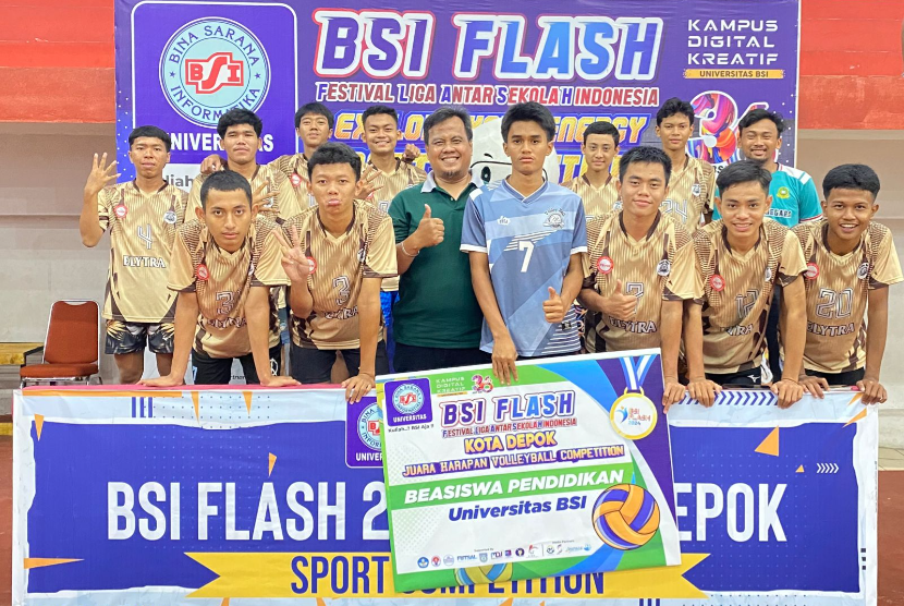 Pertandingan sengit dalam babak Volleyball Competition BSI FLASH 2024 Kota Depok telah menentukan pemenang juara ketiga.