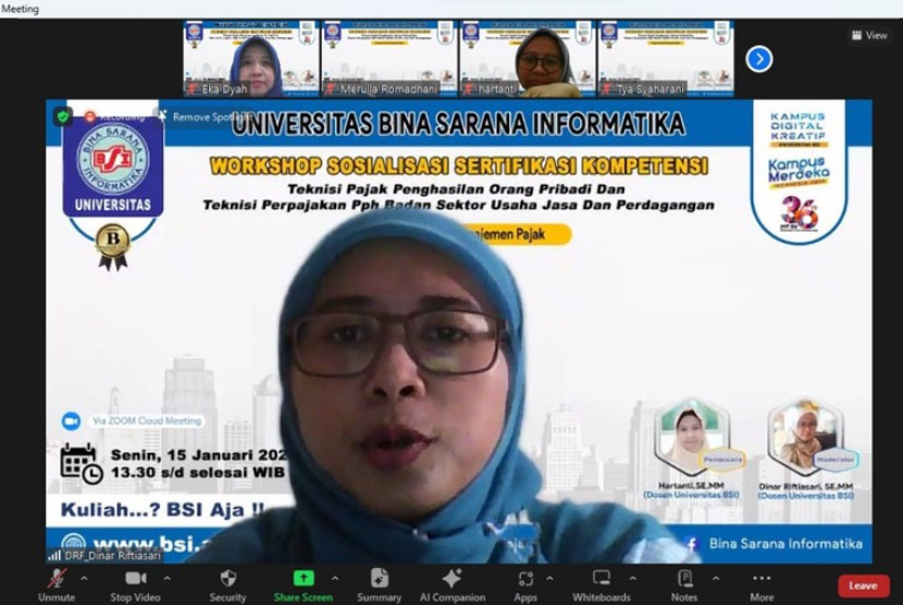 Program studi (Prodi) Manajemen Pajak Universitas BSI (Bina Sarana Informatika) telah menggelar Sosialiasi Sertifikasi Uji Kompetensi bagi Teknisi Pajak Penghasilan Orang Pribadi dan Teknisi Perpajakan PPh Badan di Sektor Usaha Jasa dan Perdagangan.