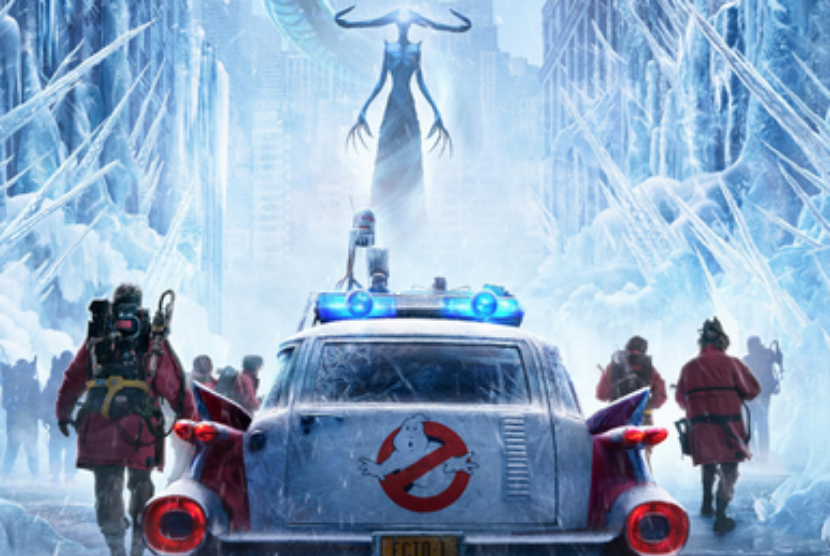 Poster film Ghostbusters: Frozen Empire. Film ini menyoroti kisah Gen Z yang meyakini keterkaitan hantu dengan fisika kuantum.