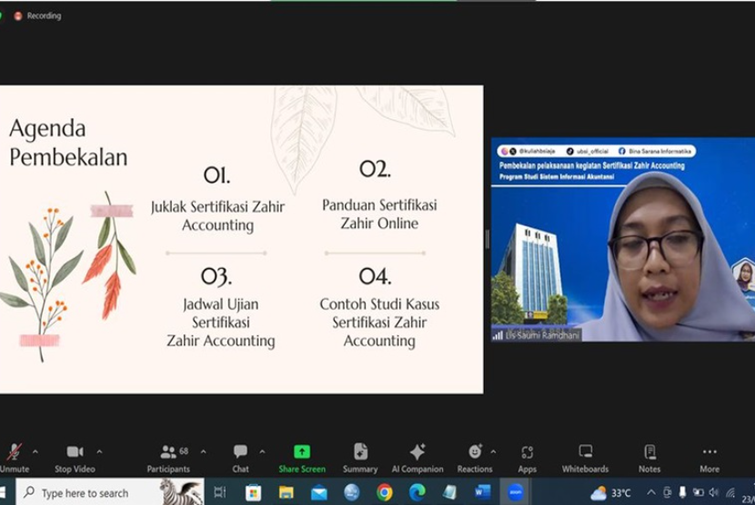 rogram Studi Manajemen Pajak Universitas BSI (Bina Sarana Informatika) menggelar kegiatan sosialisasi pembekalan pelaksanaan Uji Kompetensi Program Akuntansi Zahir Accounting, pada Selasa (23/1/2024).