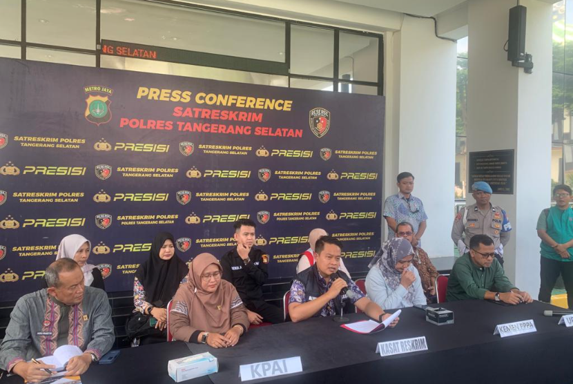 Penyidik Polres Tangerang Selatan telah menetapkan empat tersangka kasus dugaan perundungan atau bulliying yang terjadi sekolah elit Binus School Serpong, Tangerang Selatan, Jumat (1/3/2024). 