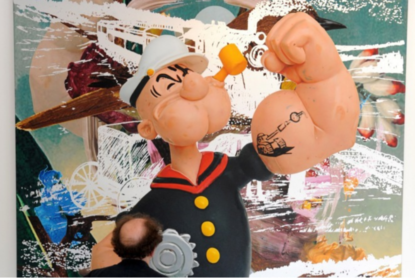 Pengunjung melihat lukisan Popeye Train (Birds) karya seniman AS, Jeff Koons, di London, Inggris 30 Juni 2009. Film live action Popeye akan diproduksi dengan bujet besar.
