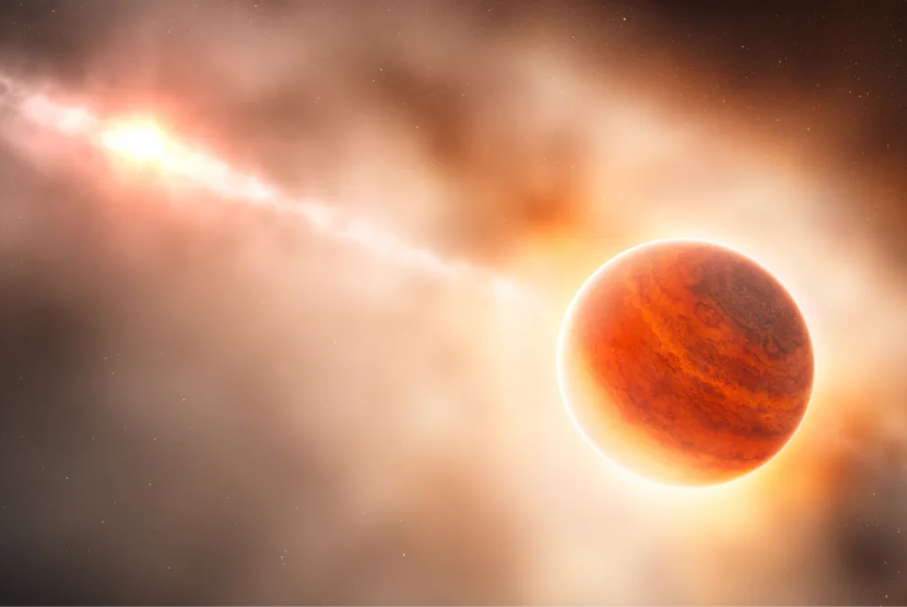 Ilustrasi seniman tentang planet gas raksasa yang terbentuk di sekitar bintang bayi.