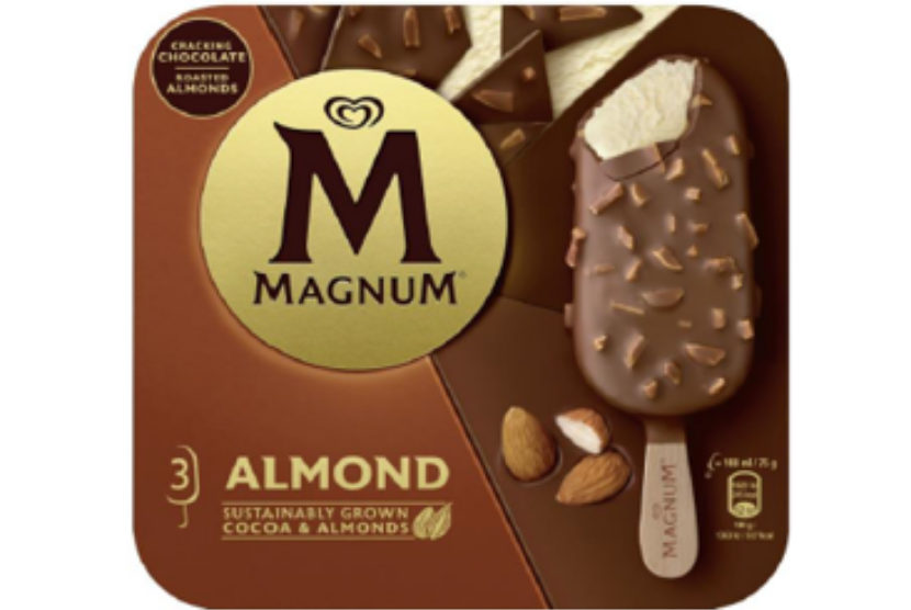 Es krim Magnum Almond dengan batch tertentu telah ditarik dari peredaran di Inggris karena dikhawatirkan terkontaminasi serpihan logam dan plastik.