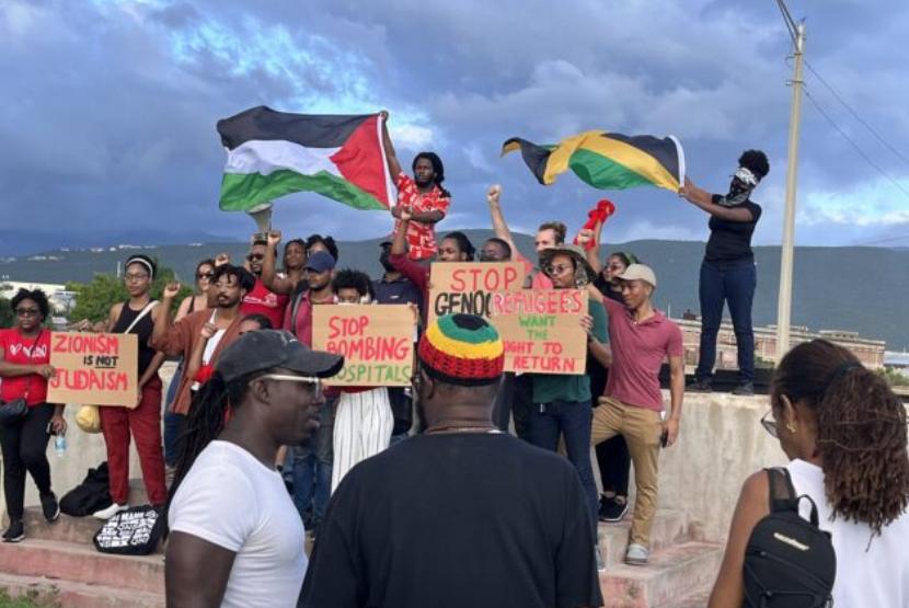 Aksi bela Palestina di Kingston, Jamaika, pada November 2023 lalu.