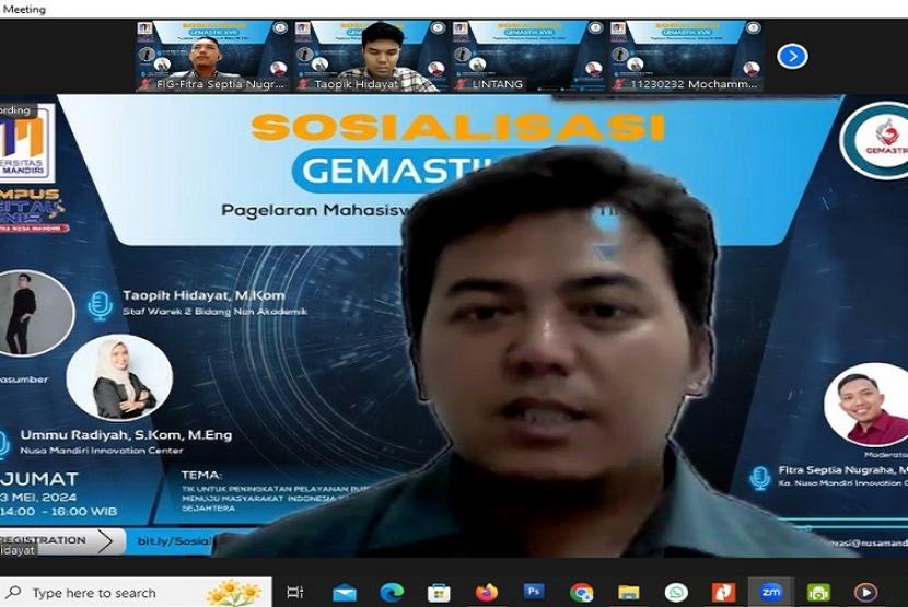 Kampus Digital Bisnis Universitas Nusa Mandiri (UNM) melalui Nusa Mandiri Innovation Center (NIC) berhasil menyelenggarakan Sosialisasi Pagelaran Mahasiswa Nasional Bidang Teknologi Informasi dan Komunikasi (Gemastik) yang ke-17.