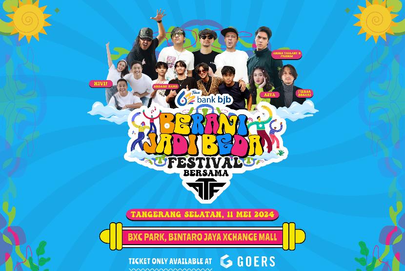 Bank bjb menggelar berbagai event, salah satunya Berani Jadi Beda Festival yang akan dilaksanakan pada 11 Mei 2024 di BXC Park, Bintaro Jaya X Change Mall, Tangerang Selatan, Banten. 
