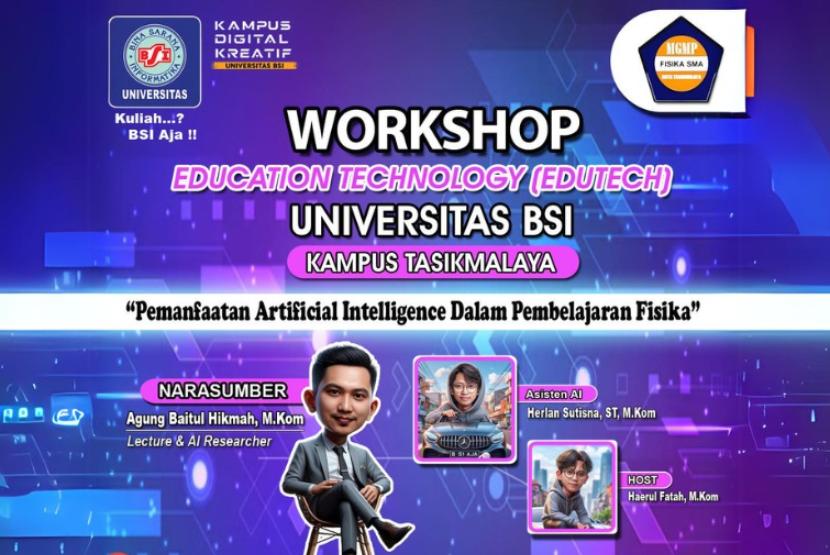 Universitas BSI (Bina Sarana Informatika) Kampus Tasikmalaya, tak hentinya bikin gebrakan. Untuk ke tiga kalinya, Universitas BSI akan mengadakan Workshop Edutech (Education Technology).