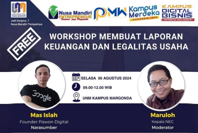 Nusa Mandiri Entrepreneur Center (NEC) memahami kebutuhan ini dan menghadirkan kesempatan emas bagi mahasiswa Kampus Digital Bisnis Universitas Nusa Mandiri (UNM) melalui workshop yang dirancang khusus untuk mengasah keterampilan bisnis mereka.