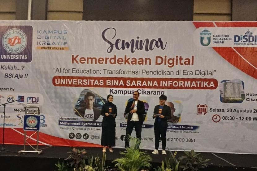  Dalam rangkaian Seminar Kemerdekaan Digital, Universitas BSI (Bina Sarana Informatika) secara resmi meluncurkan Pagelaran Inovasi dan Kreativitas Mahasiswa Indonesia (PIKMI) 2025.