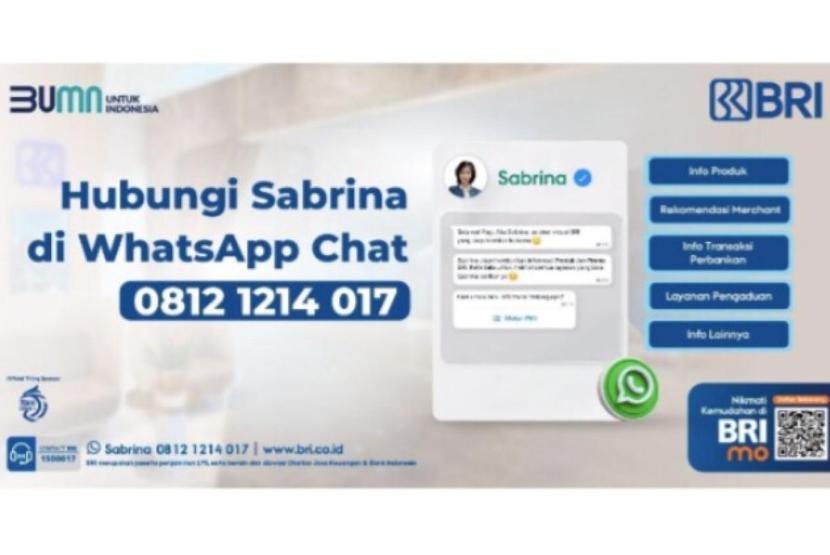 Sabrina merupakan Asisten Virtual BRI yang bisa menjadi teman berbagi sumber inspirasi untuk berbagai aktivitas, termasuk memberikan ide tempat nongkrong yang cocok buat kamu.