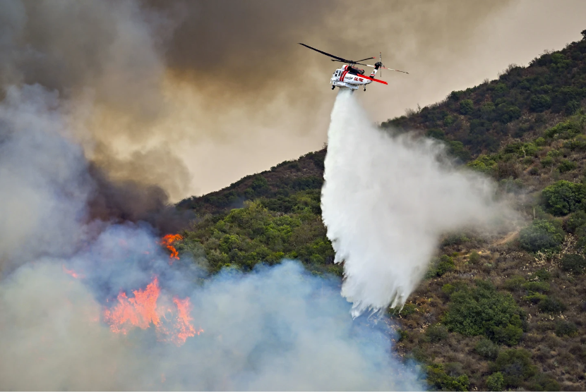  Kebakaran hutan dan lahan di Trabuco Canyon, Calif, Califonia, Senin (9/9/2024). 