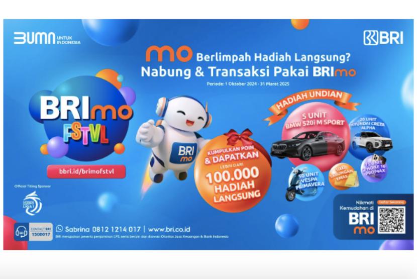 PT Bank Rakyat Indonesia (Persero) Tbk kembali menghadirkan BRImo FSTVL 2024 sebagai program eksklusif untuk seluruh nasabah Tabungan BRI pengguna Super Apps BRImo.