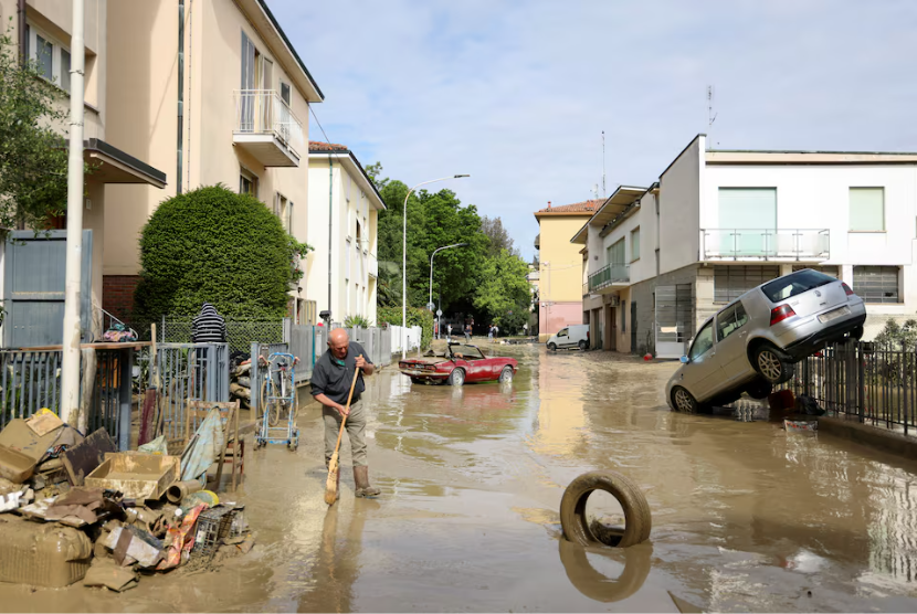 Musibah banjir di Faenza, Italia, 18 Mei 2024. 