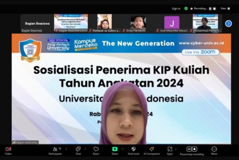 Cyber University mengadakan sosialisasi untuk mahasiswa/i penerima beasiswa Kartu Indonesia Pintar Kuliah (KIP-K) tahun 2024. 