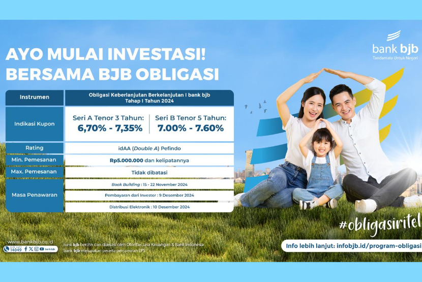 Obligasi Keberlanjutan atau Sustainability Bond bank bjb mengalami kelebihan permintaan atau oversubscribed hingga 4,66 kali dari target awal.