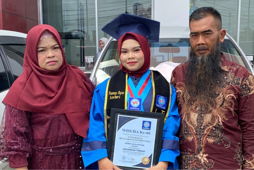 Dalam perayaan Wisuda ke-60 Universitas BSI (Bina Sarana Informatika) pada Senin 2 Desember 2024, Fenny Ayu Lestari, mahasiswa Program Studi Sistem Informasi (S1) Universitas BSI, berhasil meraih gelar Wisudawan Terbaik.