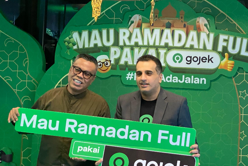 Konferensi Pers Peluncuran Kampanye Ramadan Gojek di kawasan Senayan, Jakarta, Jumat (7/3/3025). 