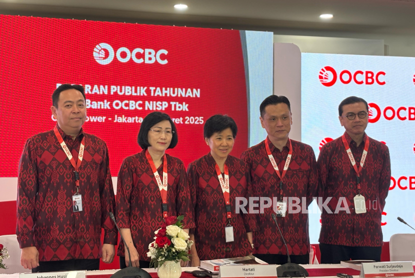 Paparan Publik Tahunan Bank OCBC di OCBC Tower, Jakarta, Kamis (20/3/2025).  