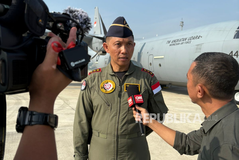 Komandan Satgas Merah Putih II, Kolonel Pnb Puguh Yulianto di Base Ops Lanud Halim Perdanakusuma, Jakarta Timur, Rabu (13/8/2025).
