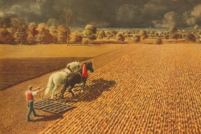 Lukisan berjudul Deutsche Erde (1933) karya Werner Peiner yang melambangkan prinsip Blud und Boden.