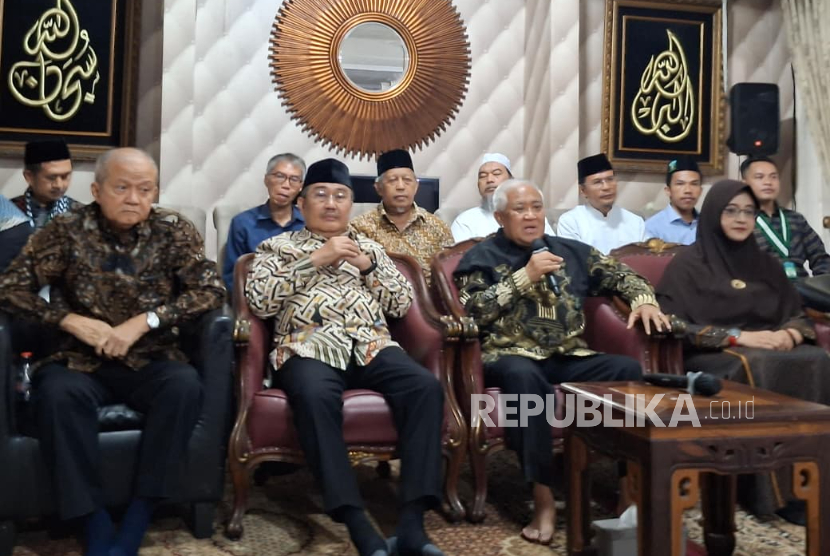 Profesor Din Syamsuddin dalam acara bincang-bincang bersama tokoh dan cendekiawan Muslim di Jakarta Selatan, Rabu (3/9/2025)