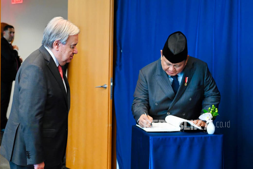Presiden RI Jenderal (Purn) Prabowo Subianto melakukan pertemuan bilateral dengan Sekretaris Jenderal Perserikatan Bangsa-Bangsa (Sekjen PBB), Antonio Guterres di lantai 27 Gedung Sekretariat PBB, New York, Amerika Serikat, pada Senin (22/9/2025).