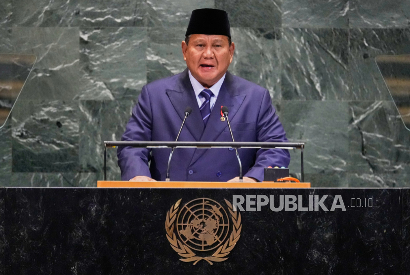 Presiden Indonesia Prabowo Subianto berpidato di sidang ke-80 Majelis Umum PBB, Selasa, 23 September 2025.