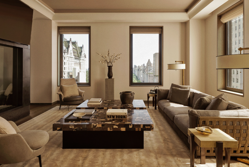 Salah satu ruangan di kamar Hotel Aman New York.