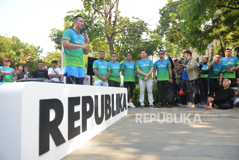 Suasana ajang ESGnow Movement Climate Run yang diselenggarakan Republika pada Ahad (28/9/2025) pagi WIB di Jakarta.
