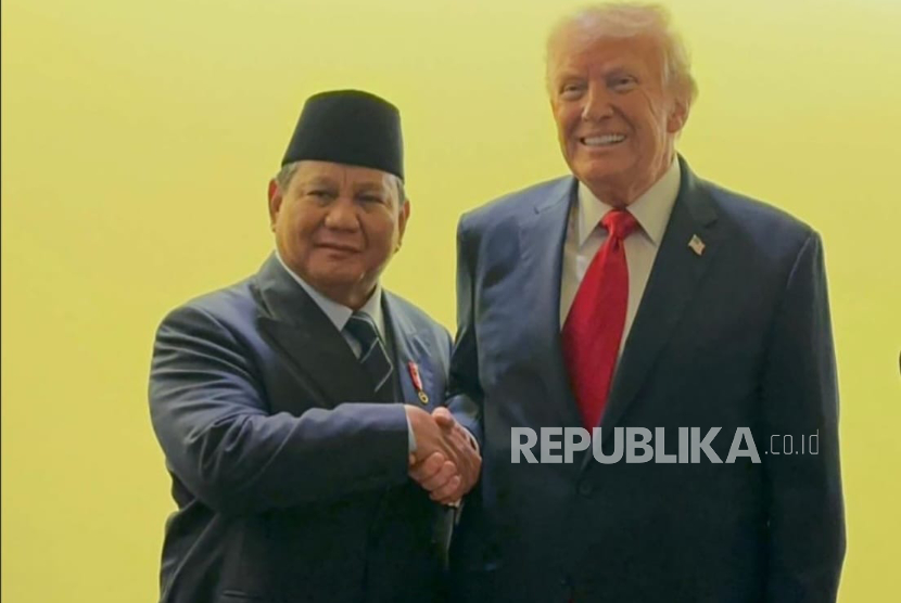 Presiden RI Prabowo Subianto bersama Presiden AS Donald John Trump.