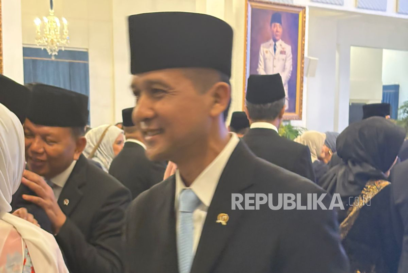 Menteri Transmigrasi (Mentrans) Muhammad Iftitah Sulaiman Suryanagara di Istana Negara, Jakarta Pusat, Rabu (8/10/2025).