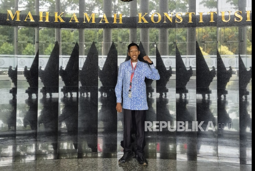 Penyintas Thalassemia, Fadel Nooriandi di Gedung Mahkamah Konstitusi (MK), Jakarta Pusat.