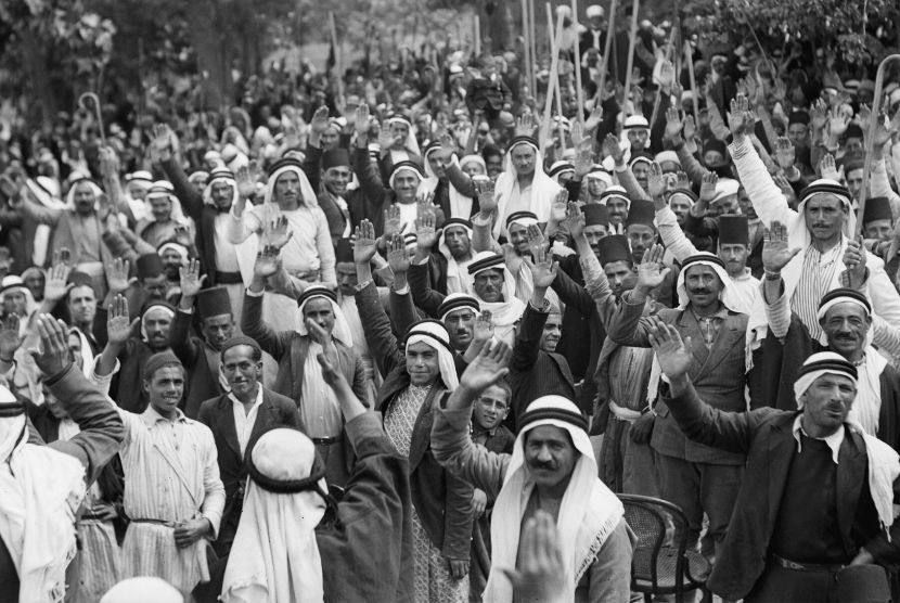 Suasana revolusi Palestina pada 1936. Nahdlatul Ulama ulama mendukung revolusi itu dari Tanah Air.