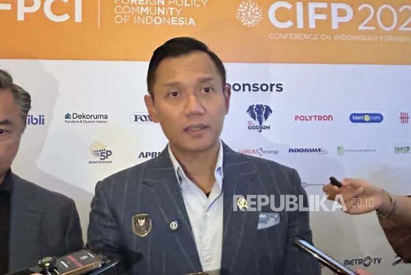 Menko IPK Agus Harimurti Yudhoyono (AHY) di sela Conference on Indonesian Foreign Policy (CIFP) 2025 di Jakarta Selatan, Sabtu (29/11/2025).