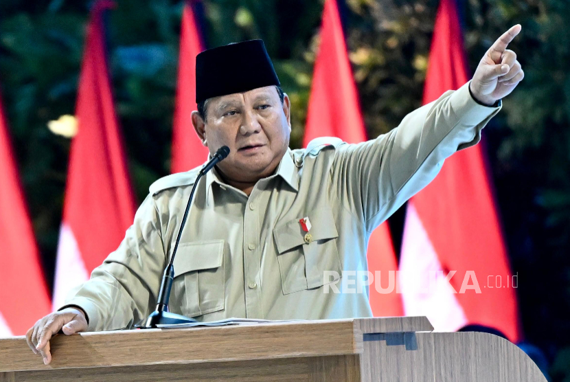 Presiden RI Jenderal (Purn) Prabowo Subianto saat berpidato dalam Rapat Koordinasi Nasional (Rakornas) Pemerintah Pusat dan Daerah 2026 di Sentul International Convention Center (SICC), Kabupaten Bogor, Jawa Barat, Senin (2/2/2026).