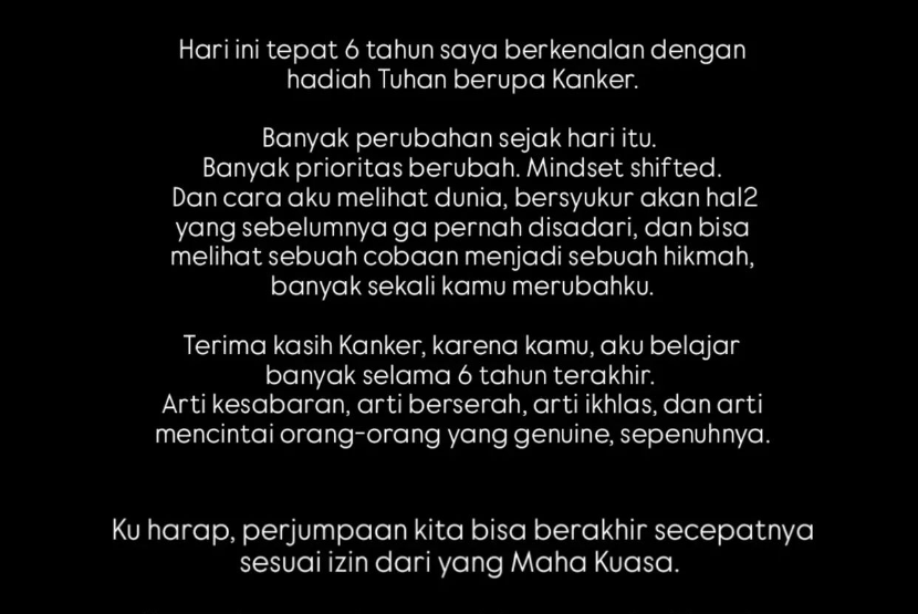 Vidi Aldiano mengungkapkan soal sakitnya di akun Instagram pribadi miliknya.