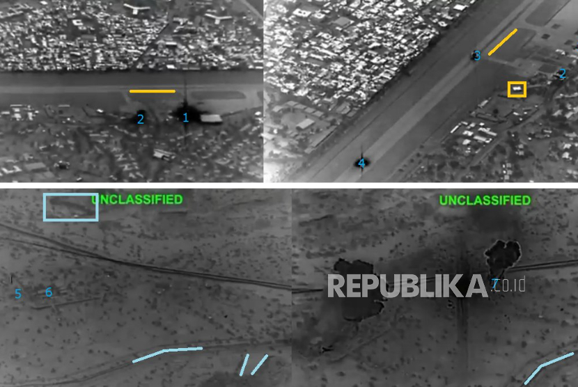 Foto satelit serangan AS ke Pulau Kharg, yang menghancurkan instalasi minyak Iran.