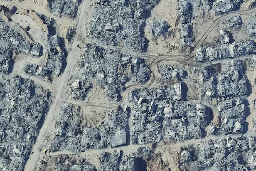 Citra satelit Google Earth yang menggambarkan kehancuran di Gaza akibat serangan brutal Israel.