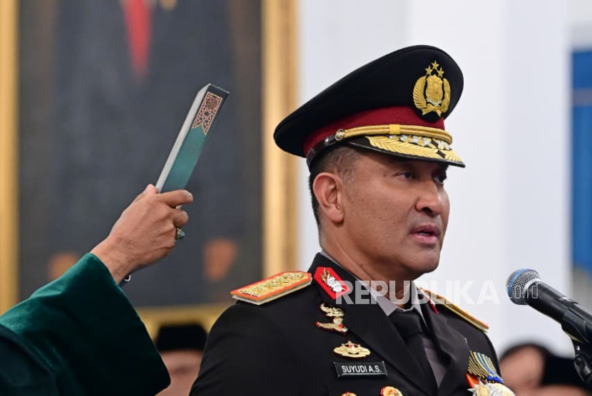 Kapolri Jenderal Suyudi Ario Seno di Istana Negara, Jakarta Pusat.