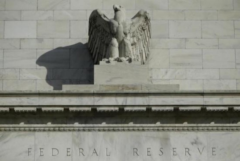 A detail from the front of the United States Federal Reserve Board building is shown in Washington October 28, 2014.