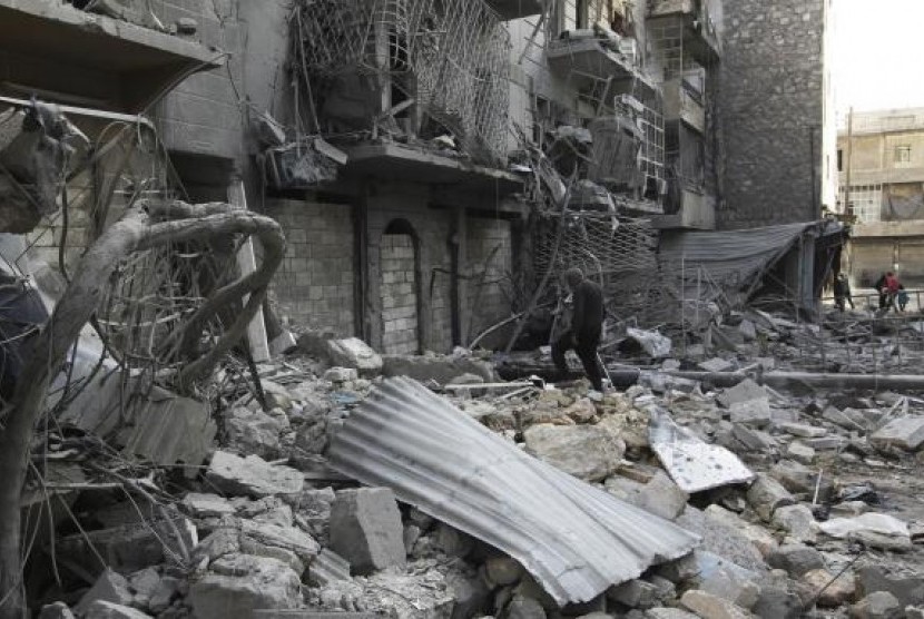 Kehancuran di Aleppo akibat perang Suriah.