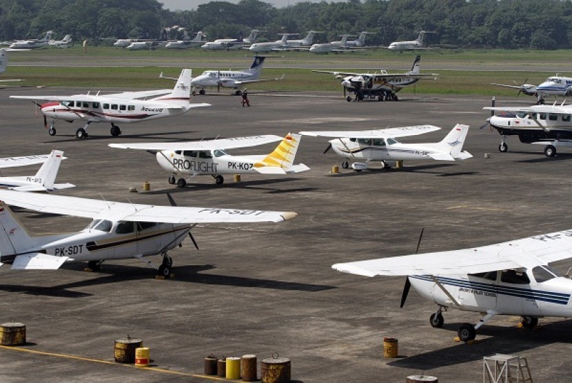 A number of small aircraft park in Halim Perdanakusumah Airport, Jakarta. (illustration)  
