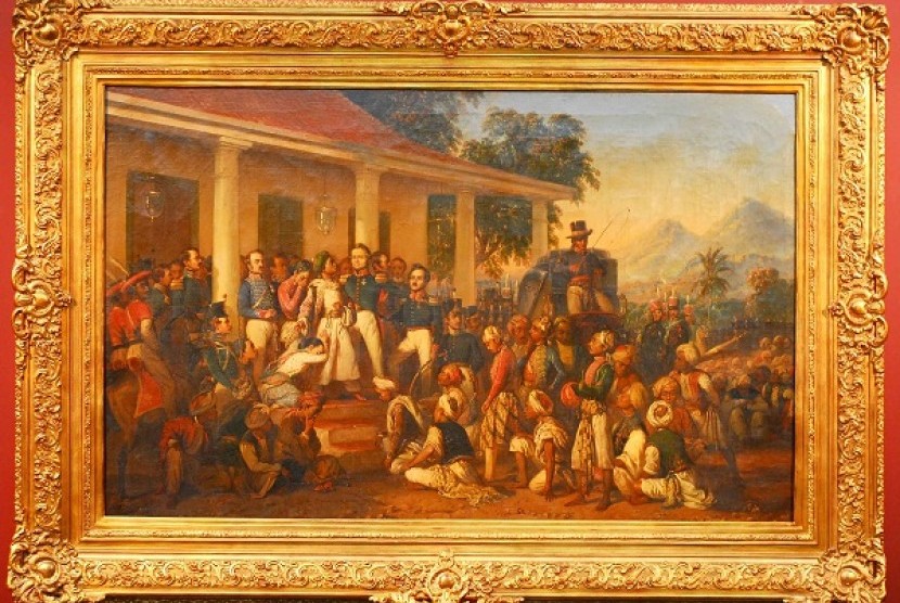 A painting by Raden Saleh with tittle: The capture of Diponegoro Prince