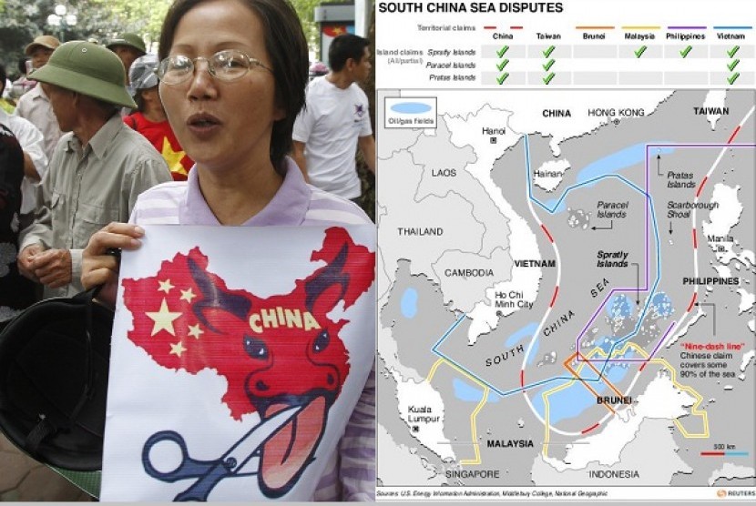 Aksi protes warga Vietnam atas penguasaan wilayah maritim Cina, beberapa waktu lalu.