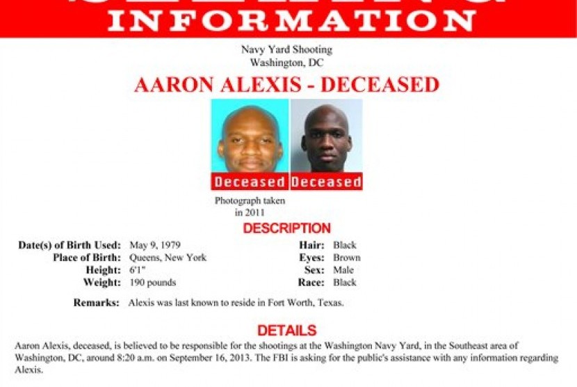 Aaron Alexis diduga sebagai pelaku penembakan di kompleks Angkatan Laut AS