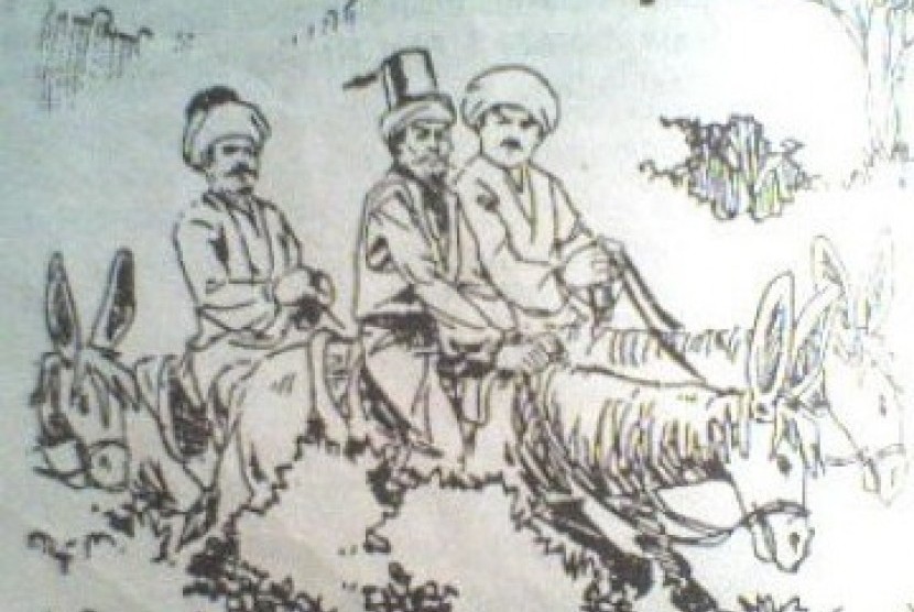 Abu Nawas dan Khalifah Harun Ar-Rasyid (ilustrasi).