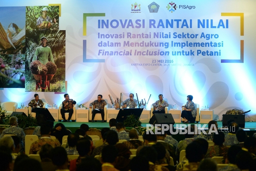 Acara inovasi financial inclusion untuk mendukung sektor pertanian di Jakarta, Senin (23/5). (Republika/Prayogi)