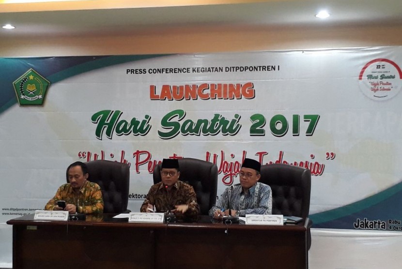  acara launching Hari Santri di Gedung Kementerian Agama, Jakarta Pusat, Rabu (4/10).  