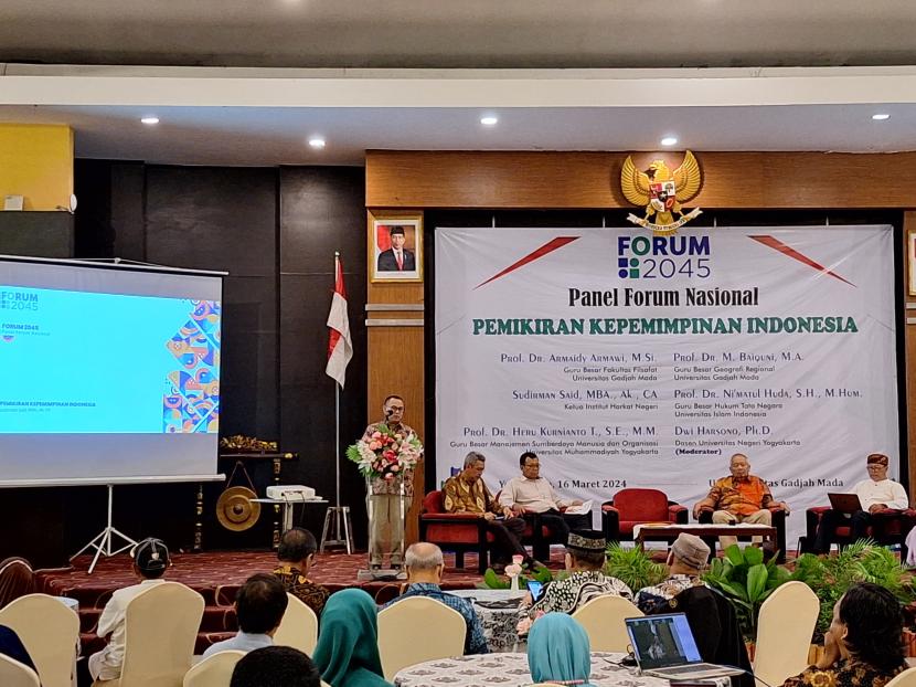 Acara Panel Forum Nasional: Pemikiran Kepemimpinan Indonesia yang digelar Forum 2045 di Yogyakarta, Sabtu (16/3/2024).